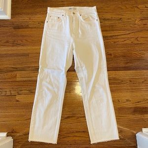 Zara straight leg jeans with raw hem